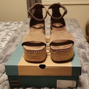 TOMS Women's Brown Espadrille Wedges